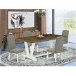 Pemberly Row 5-Piece Wood Dining Table Set with Linen Seat in White