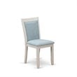 Pemberly Row 7-Piece Acacia Wood Dining Set with Cement Top and Blue Chairs