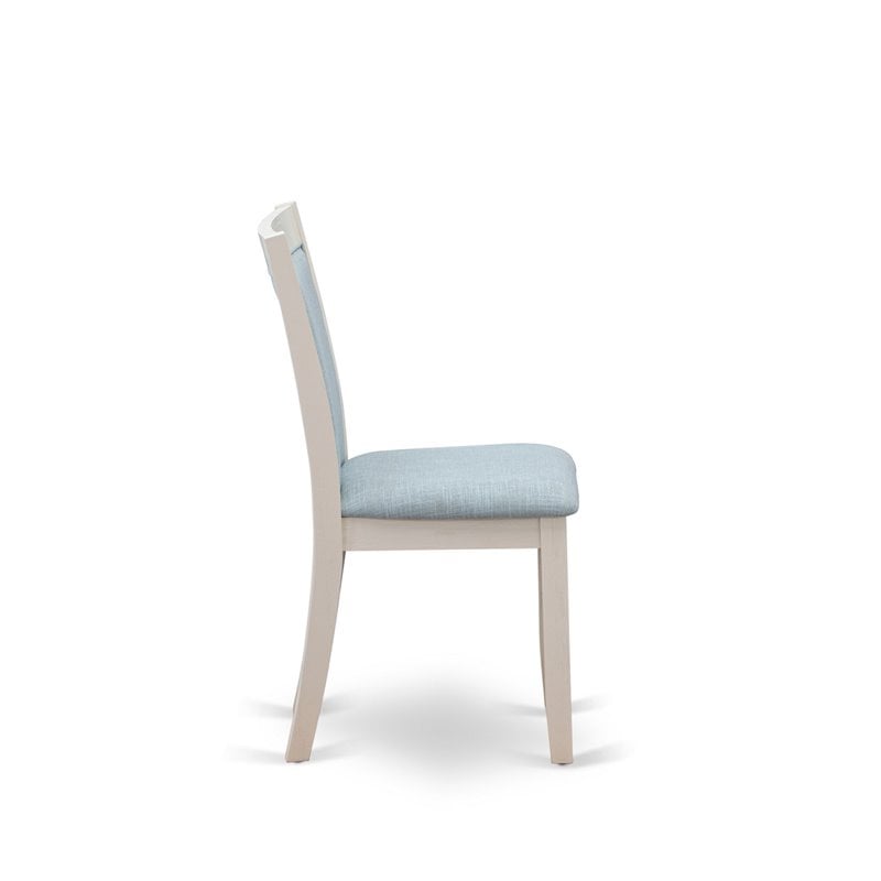 Pemberly Row 7-Piece Acacia Wood Dining Set with Cement Top and Blue Chairs