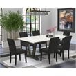 Pemberly Row 7-Piece Wood Dining Set in Linen White and Black