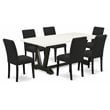 Pemberly Row 7-Piece Wood Dining Set in Linen White and Black