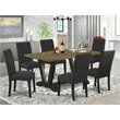 Pemberly Row 7-Piece Dining Set with Fabric Seats in Jacobean Black
