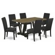 Pemberly Row 7-Piece Dining Set with Fabric Seats in Jacobean Black