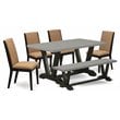 Pemberly Row 6-Piece Wood Dining Set in Black Light Sable and Cement