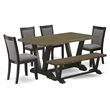 Pemberly Row 6-Piece Wood Dining Set in Jacobean Dark Gray and Black