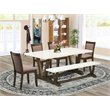 Pemberly Row 6-Piece Wood Dining Set in White and Jacobean Finish