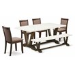 Pemberly Row 6-Piece Wood Dining Set in White and Jacobean Finish