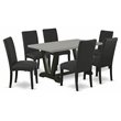 Pemberly Row 7-Piece Wood Dining Room Set in Cement and Black Finish