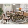 Pemberly Row 6-Piece Modern Dining Set in Jacobean and Dark Khaki Gray