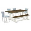 Pemberly Row 6-Piece Acacia Wood Dining Set in Jacobean and White