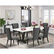 Pemberly Row 7-Piece Rubberwood Dining Set in Dark Gray and White