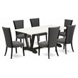 Pemberly Row 7-Piece Rubberwood Dining Set in Dark Gray and White
