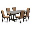 Pemberly Row 7-Piece Asian Wood Dining Set with Chairs in Sable and Black