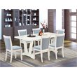 Pemberly Row 7-Piece Rubber Wood Dining Set in Baby Blue and White