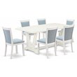 Pemberly Row 7-Piece Rubber Wood Dining Set in Baby Blue and White