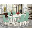 Pemberly Row 7-Piece Wooden Dining Set in White and Pond Green