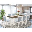 Pemberly Row 9-Piece Acacia Wood Dining Set in Linen White and Jacobean