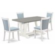 Pemberly Row 5-Piece Wood Dining Set in Cement Blue and White