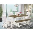 Pemberly Row 6-Piece Wood Dining Set in Jacobean White and Cream