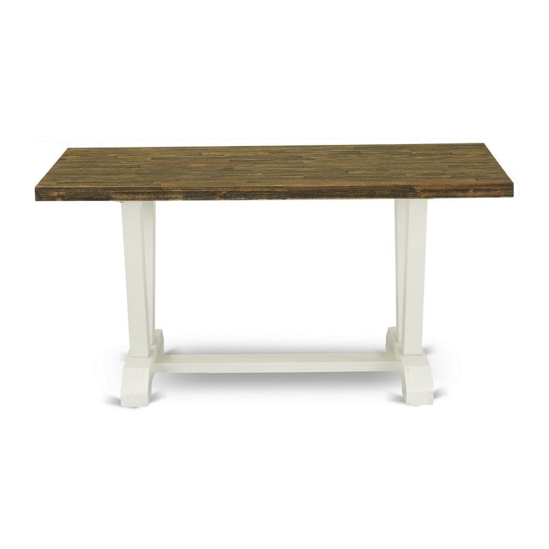 Pemberly Row 6-Piece Wood Dining Set in Jacobean White and Cream