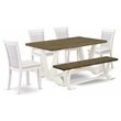 Pemberly Row 6-Piece Wood Dining Set in Jacobean White and Cream