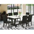 Pemberly Row 7-Piece Rubber Wood Dinette Set with Parson Chairs in Black