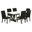 Pemberly Row 7-Piece Rubber Wood Dinette Set with Parson Chairs in Black