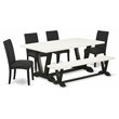 Pemberly Row 6-Piece Wood Dining Room Set in Linen White and Black