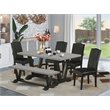 Pemberly Row 6-Piece Wood Dining Set in Black and Cement Finish