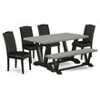 Pemberly Row 6-Piece Wood Dining Set in Black and Cement Finish
