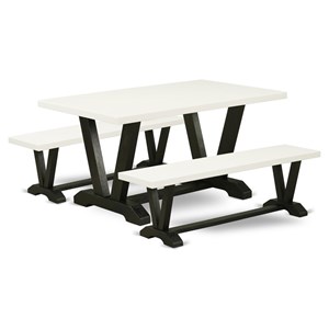 Pemberly Row 3-Piece Wood Dining Table Set in Black and White