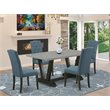 Pemberly Row 5-Piece Wood Dining Set in Black with Upholstered Chairs