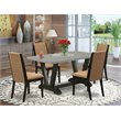 Pemberly Row 5-Piece Wood Dining Table Set in Wire Brushed Black Finish