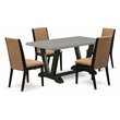 Pemberly Row 5-Piece Wood Dining Table Set in Wire Brushed Black Finish