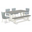 Pemberly Row 6-Piece Wood Dining Set with Baby Blue Chairs in White