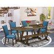 Pemberly Row 6-Piece Wood Dining Set with Padded Chairs in Jacobean Brown