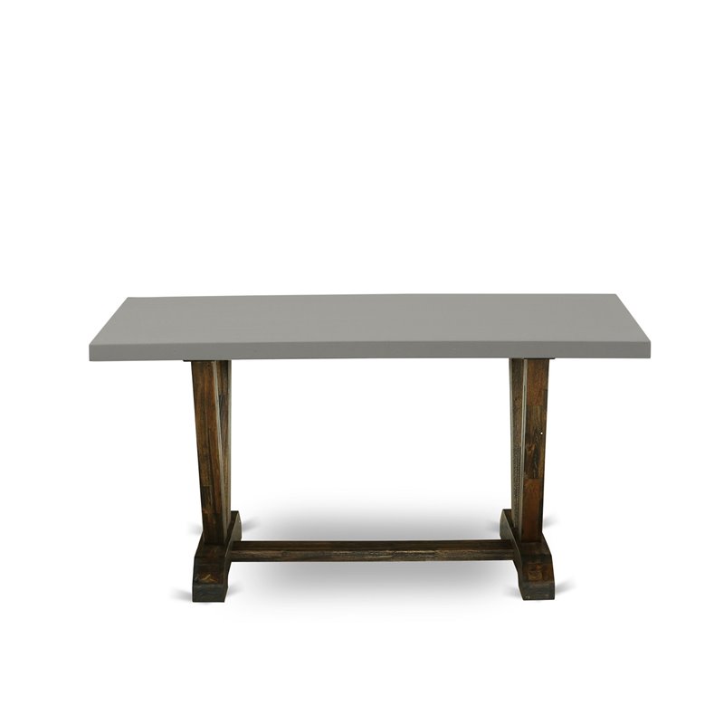 Pemberly Row 5-Piece Wood and Fabric Dining Set in Coffee/Cement