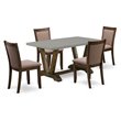 Pemberly Row 5-Piece Wood and Fabric Dining Set in Coffee/Cement