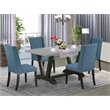 Pemberly Row 5-Piece Wood Dining Table and Chairs Set in Black/Blue