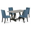 Pemberly Row 5-Piece Wood Dining Table and Chairs Set in Black/Blue