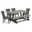 Pemberly Row 6-Piece X-Leg Dining Table Set in Dark Gotham Gray