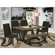 Pemberly Row 6-Piece Wooden Dining Set in Jacobean and Black Finish