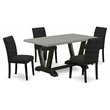Pemberly Row 5-Piece Wooden Dining Set with Upholstered Seats in Black