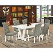 Pemberly Row 7-Piece Wood Dining Set in Linen White Smoky Gray Finish