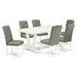 Pemberly Row 7-Piece Wood Dining Set in Linen White Smoky Gray Finish