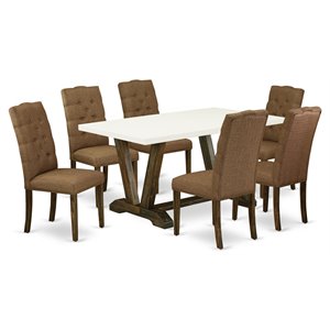 Pemberly Row 7-Piece Wood Dining Room Set in Black and Mineral Blue