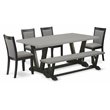 Pemberly Row 6-Piece Wood Dining Set with Bench in Cement and Dark Gray