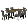 Pemberly Row 7-Piece Dining Set with Linen Seat in Gray and Espresso