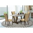 Pemberly Row 5-Piece Wood Dining Set with Acacia Wood Frame in Brown Finish