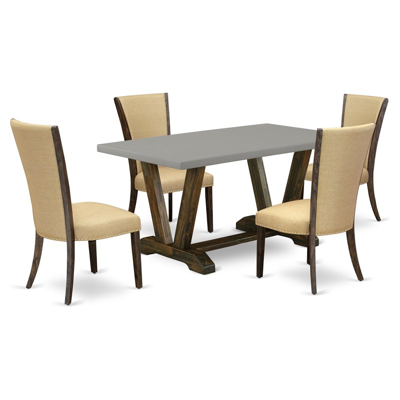 Pemberly Row 5-Piece Wood Dining Set with Acacia Wood Frame in Brown Finish